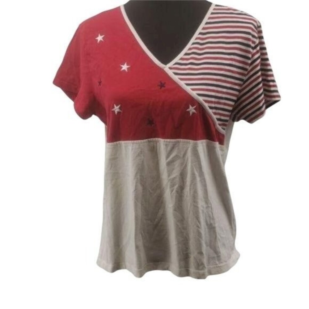 First Issue Liz Claiborne Patriotic top sz XL